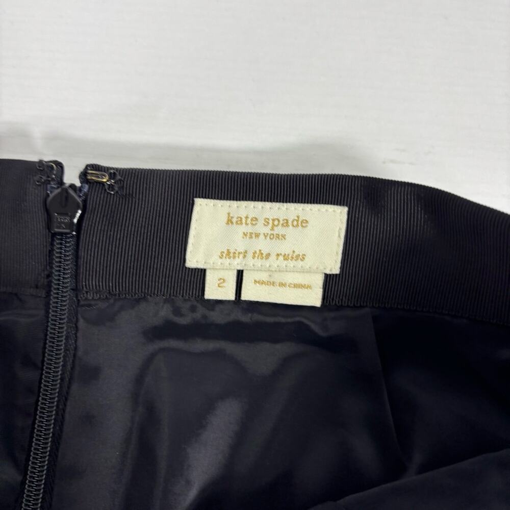 Kate Spade Timeless Black Wool Pencil Skirt with Back Bow Detail Size 2 D0063 - Picture 4 of 8